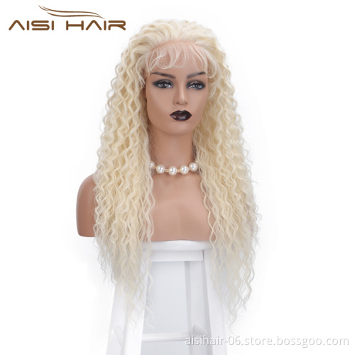 Lace Frontal Wig Deep Wave Long Wavy Blonde Wig Afro Kinky Curly Cosplay For Black Women Front Lace Hair Wigs
